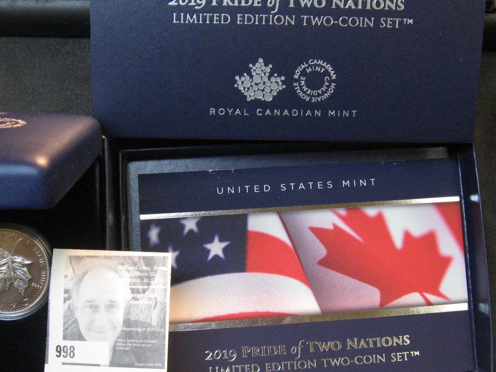 2019 Pride of Two Nations, US Mint & Royal Canadian Mint 2019W Reverse Proof American Eagle amd Proo