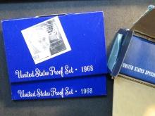 (2) 1968 S US Proof Sets and (5) 1967 Special Mint Sets In Original Shipping Box.