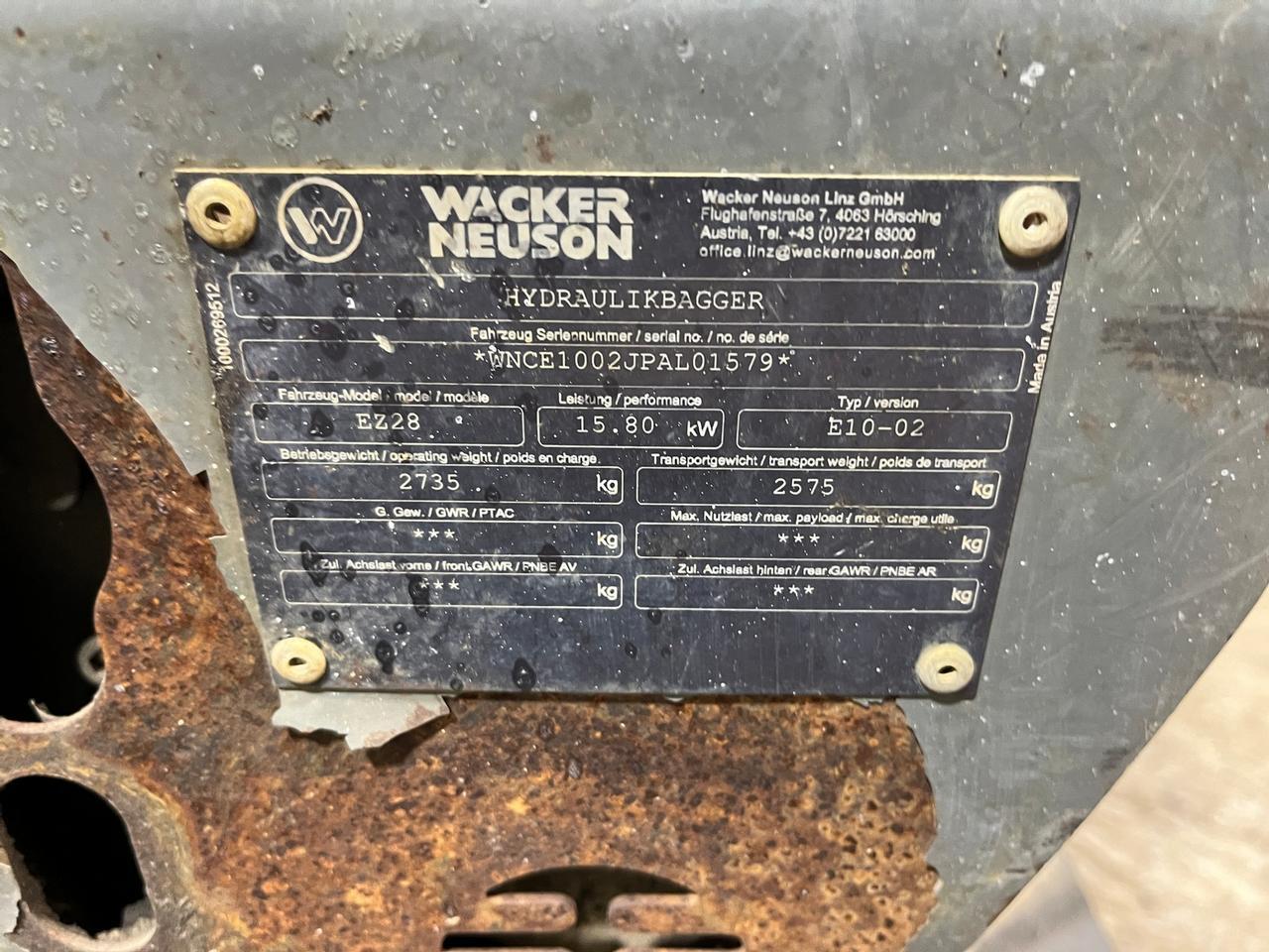 2017 Wacker-Neuson EZ28 Mini Excavator