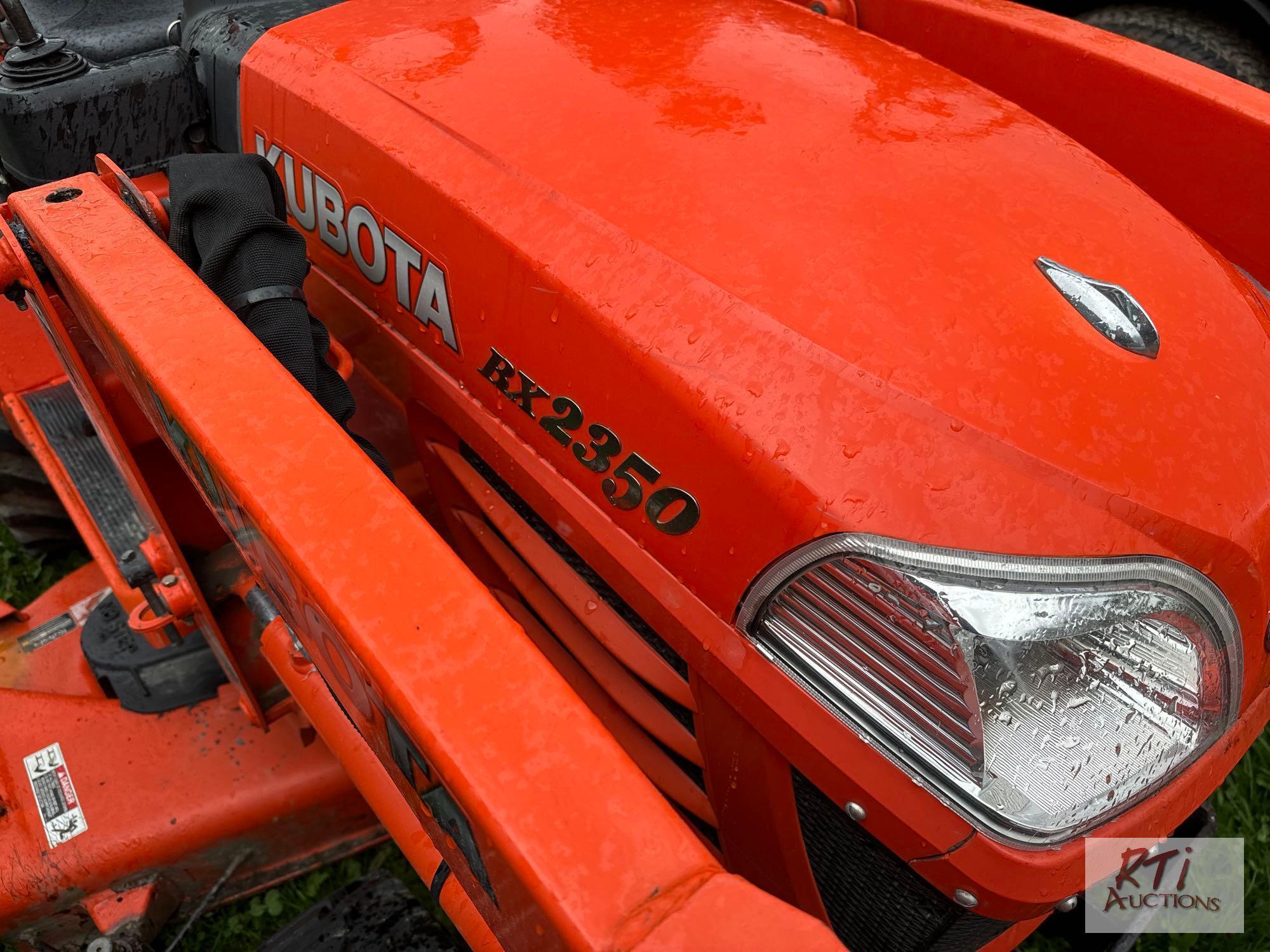 Kubota PX2350 compact tractor, 4WD, quick connect loader, 60in belly mower, HST, 3pt hitch, 1647