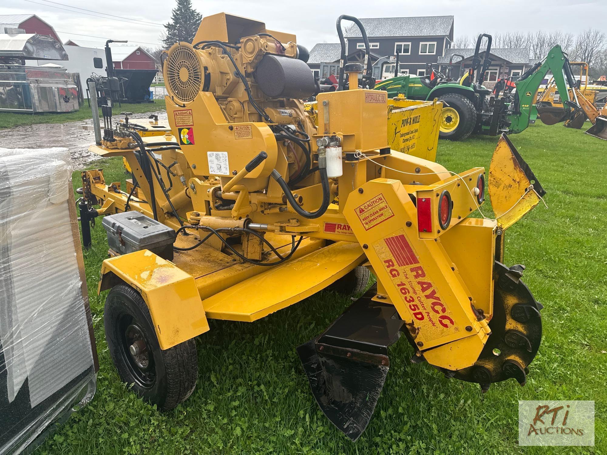 Rayco RG1635D tow behind stump grinder, diesel engine