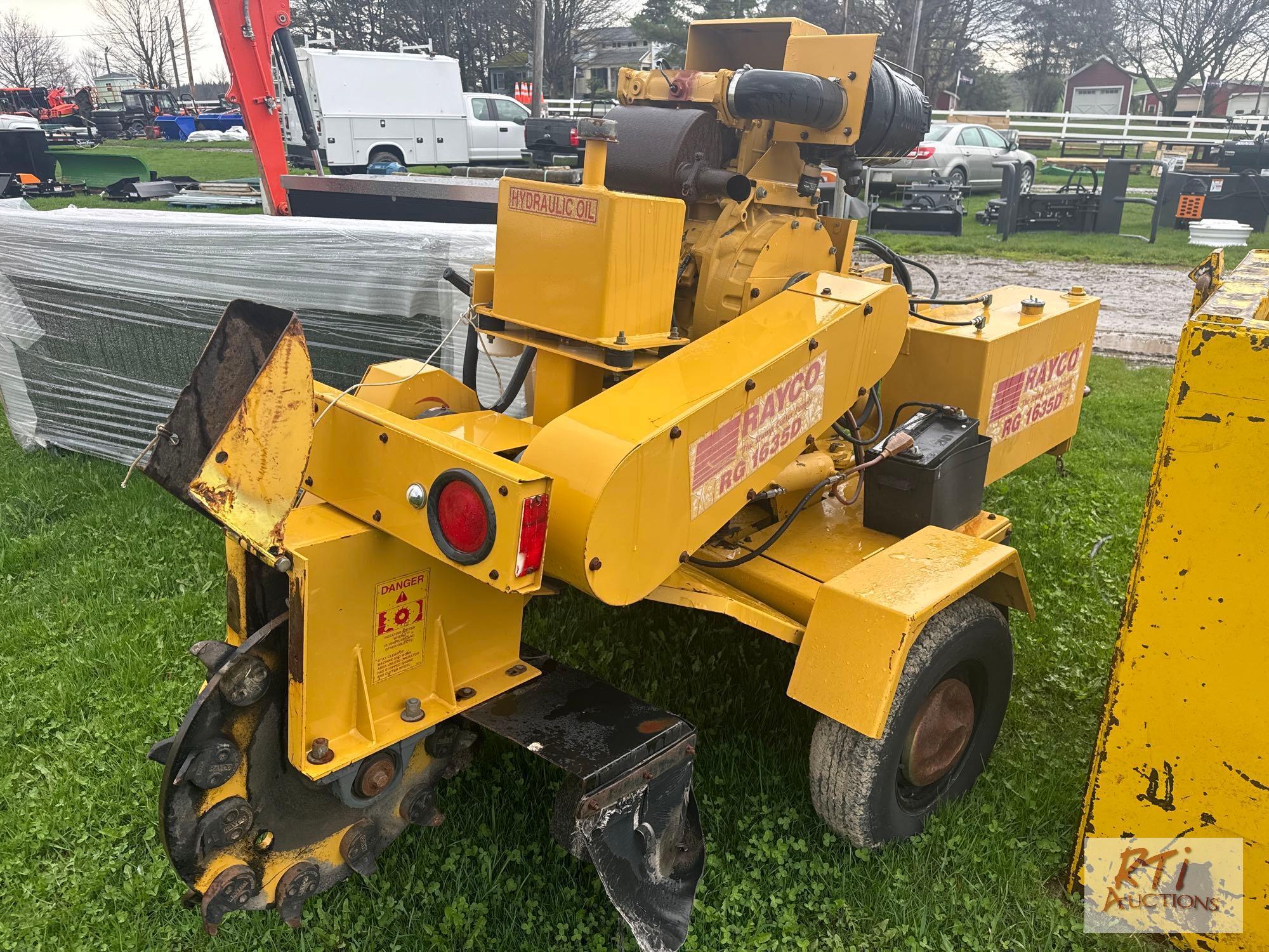 Rayco RG1635D tow behind stump grinder, diesel engine