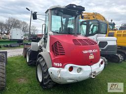 Takeuchi TW80 articulated loader, hydraulic coupler, GP bucket, enclosed cab, 1842 hrs