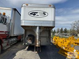 2010 4 Star tandem axle 16ft aluminum gooseneck cattle trailer, interior partition, storage above