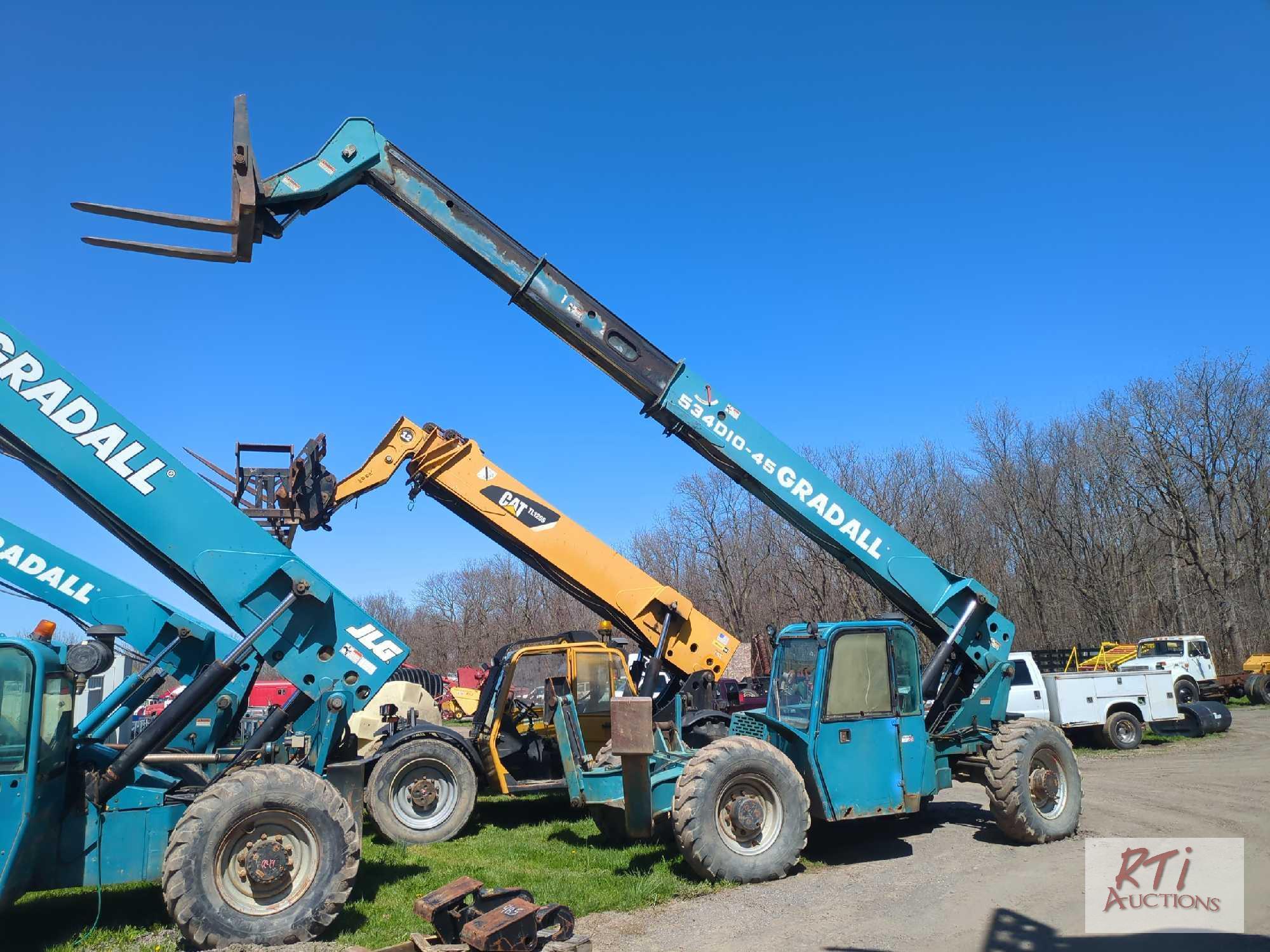 Gradall 534D10-45 telehandler, heavy duty forks, outriggers, cab, THU