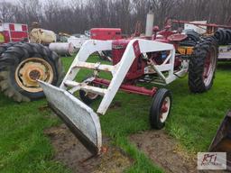 McCormick Farmall H with front blade, wide front end, draw bar, PTO