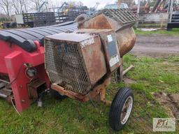 Tow behind concrete mixer, gas engine