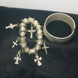 Brighton? Jewelry Mix Antiqued Silver, Charms, Bracelet, Filigree Set