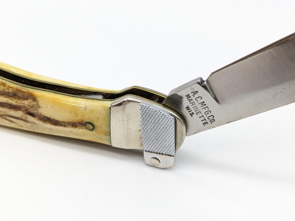 Aerial A.C. Mfg Co. Stag Auto Switchblade Knife