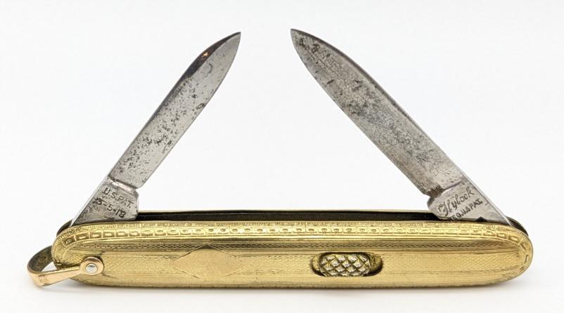 Flylock Gold Tone Double Switchblade Knife