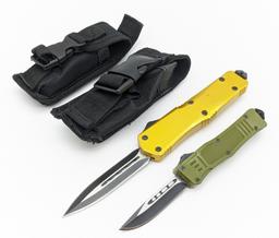 DM Gold & Olive Green OTF Knives w/ Cases