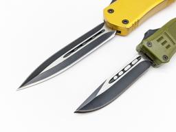 DM Gold & Olive Green OTF Knives w/ Cases