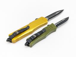 DM Gold & Olive Green OTF Knives w/ Cases