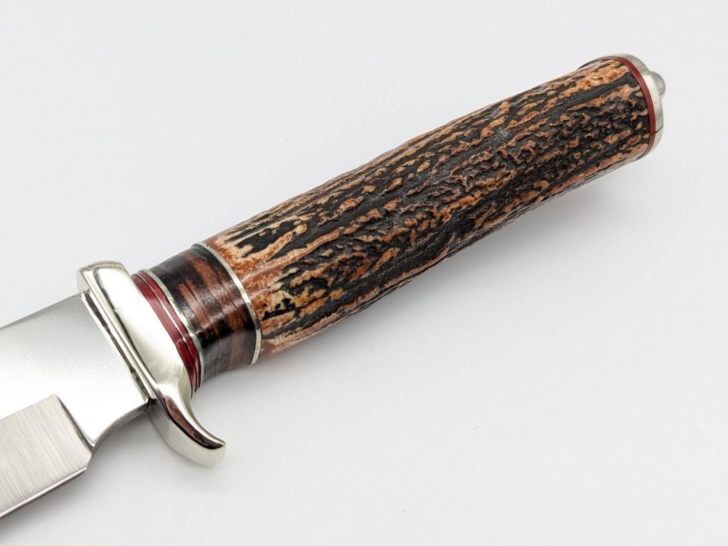Custom Made Stag Handle Hunting Knife w/ Sheath