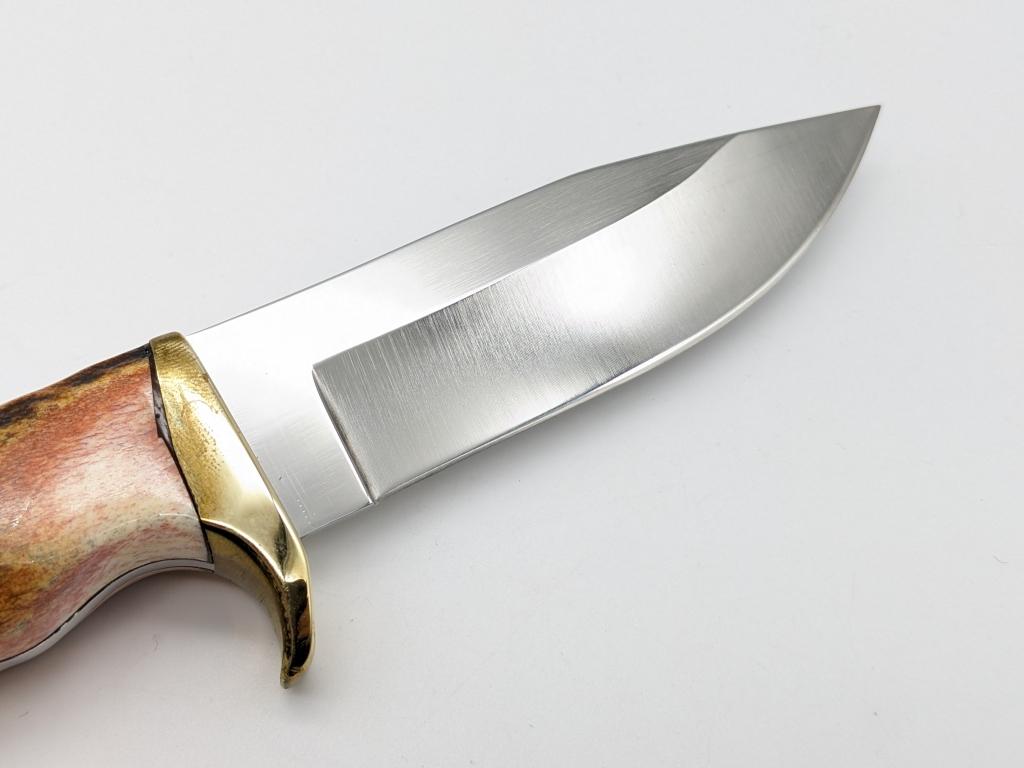 Custom Made Stag Handle Hunting Knife w/ Sheath