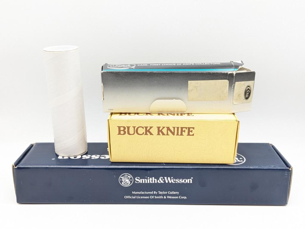 (4) Smith & Wesson, Case, Buck and American Boxes