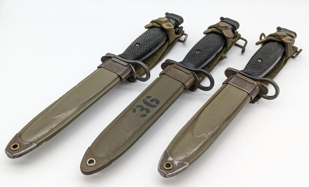 (3) US M7 M16 / AR-15 Bayonets w/ Scabbards