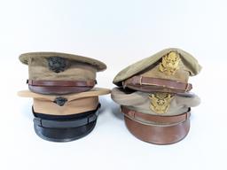 (4) Green & Tan US Military Dress Caps