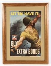 1943 US Military Treasury Framed Propaganda Poster