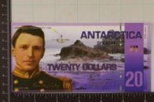 2008 ANTARCTICA $20 CRISP UNC, POLYMER COLORIZED