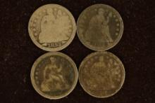 1853, 54, 56-O & 1857 SILVER SEATED LIBERTY DIMES