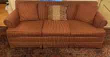 THREE CUSHION RED STRIPE SLEEP SOFA