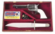 (C) VERY ATTRACTIVE CASED AND ENGRAVED COLT SINGLE ACTION ARMY REVOLVER AND BOWIE KNIFE.