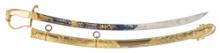 ELABORATE AND FINE AMERICAN HORSE HEAD POMMEL SABER WITH SCABBARD.