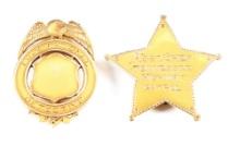 LOT OF 2: 14K GOLD POLICE BADGES.