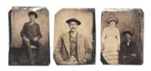 LOT OF 3: WESTERN LAWMAN TINTYPES.