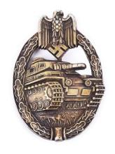 GERMAN WWII BRONZE PANZERGRENADIER ASSAULT BADGE.