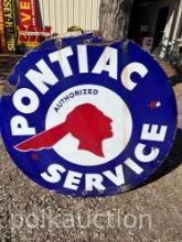 PONTIAC SERVICE SIGN 42" DIAMETER DOUBLE SIDED PORCELAIN ORIGINAL