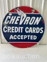 CHEVRON CC DOUBLE SIDED PORCELAIN ORIGINAL SIGN 33" DIAMETER