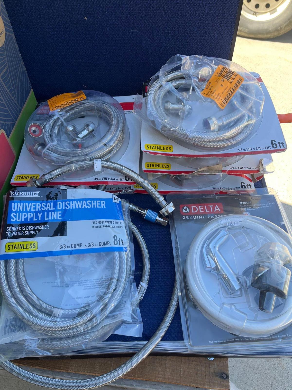 Box Lot of Water Lines and Parts