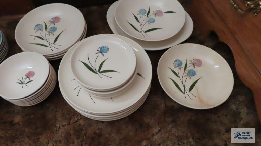 Vintage Lady Price handpainted...floral dishes, service for 8