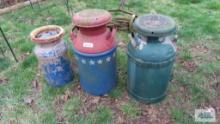 Three vintage milk cans