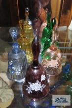 Five hand painted glass bells