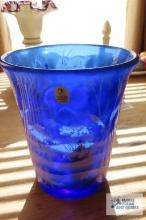 Fenton blue glass vase