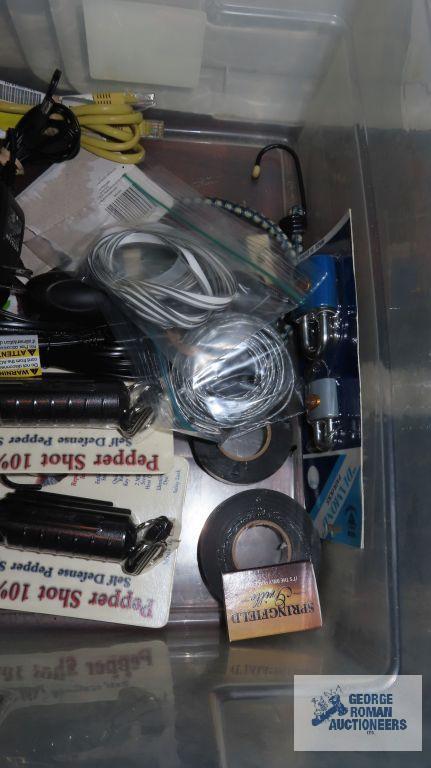 Large lot of assorted electric cords, flashlights, hand tools, and other hardware
