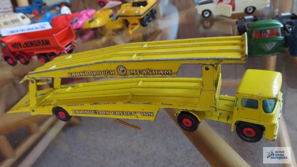 Yellow car hauler truck made in England by Lesney