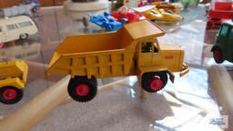 dump truck, crane, and pipe truck, king size, made in England by Lesney