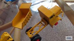 dump truck, crane, and pipe truck, king size, made in England by Lesney