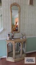 Foyer curio cabinet and mirror