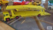 Yellow car hauler truck made in England by Lesney