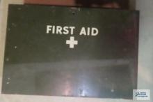 Vintage First Aid metal box with baseballs