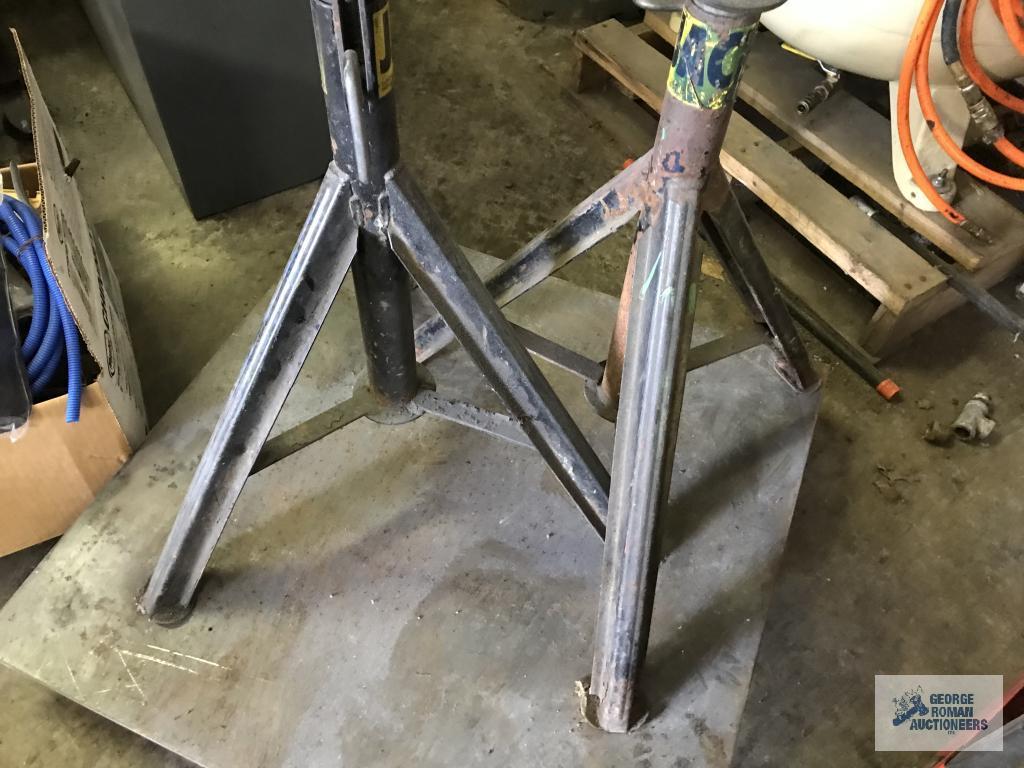 (2) JACK STANDS ON CART, ONE IS WELDED ON