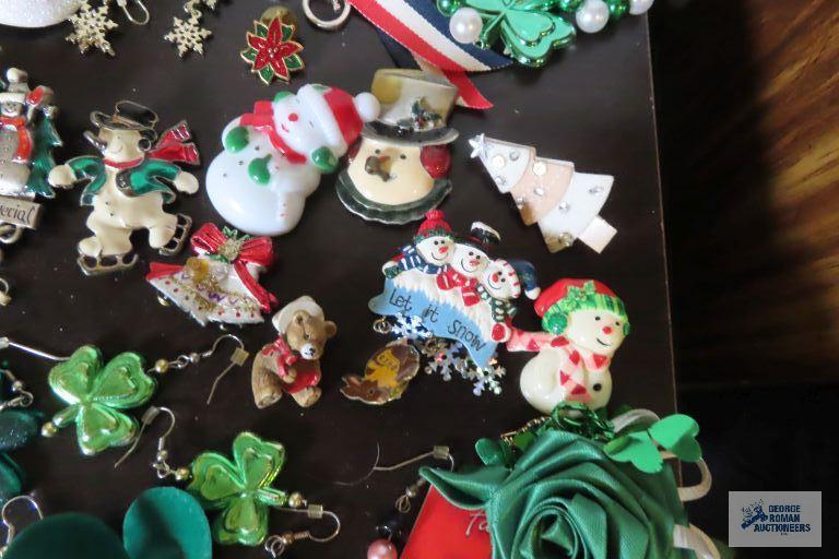 large assortment of holiday jewelry