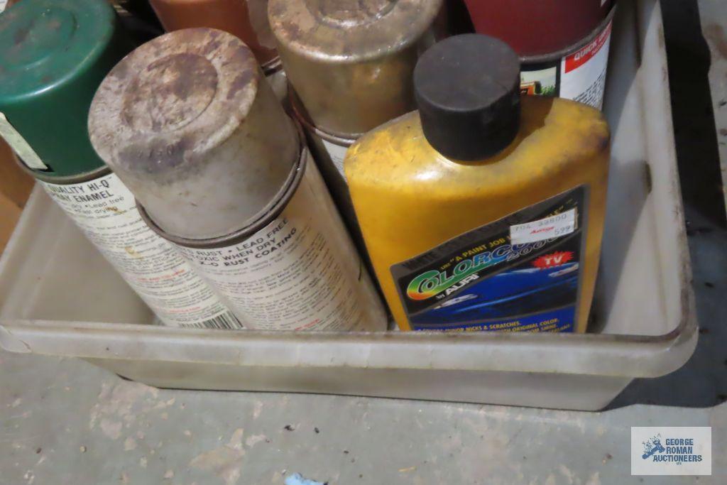 lot of spray paint and etc