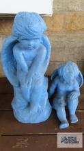 blue painted cherub outdoor decorations