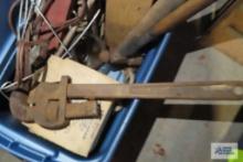 lot of antique tools and wooden level